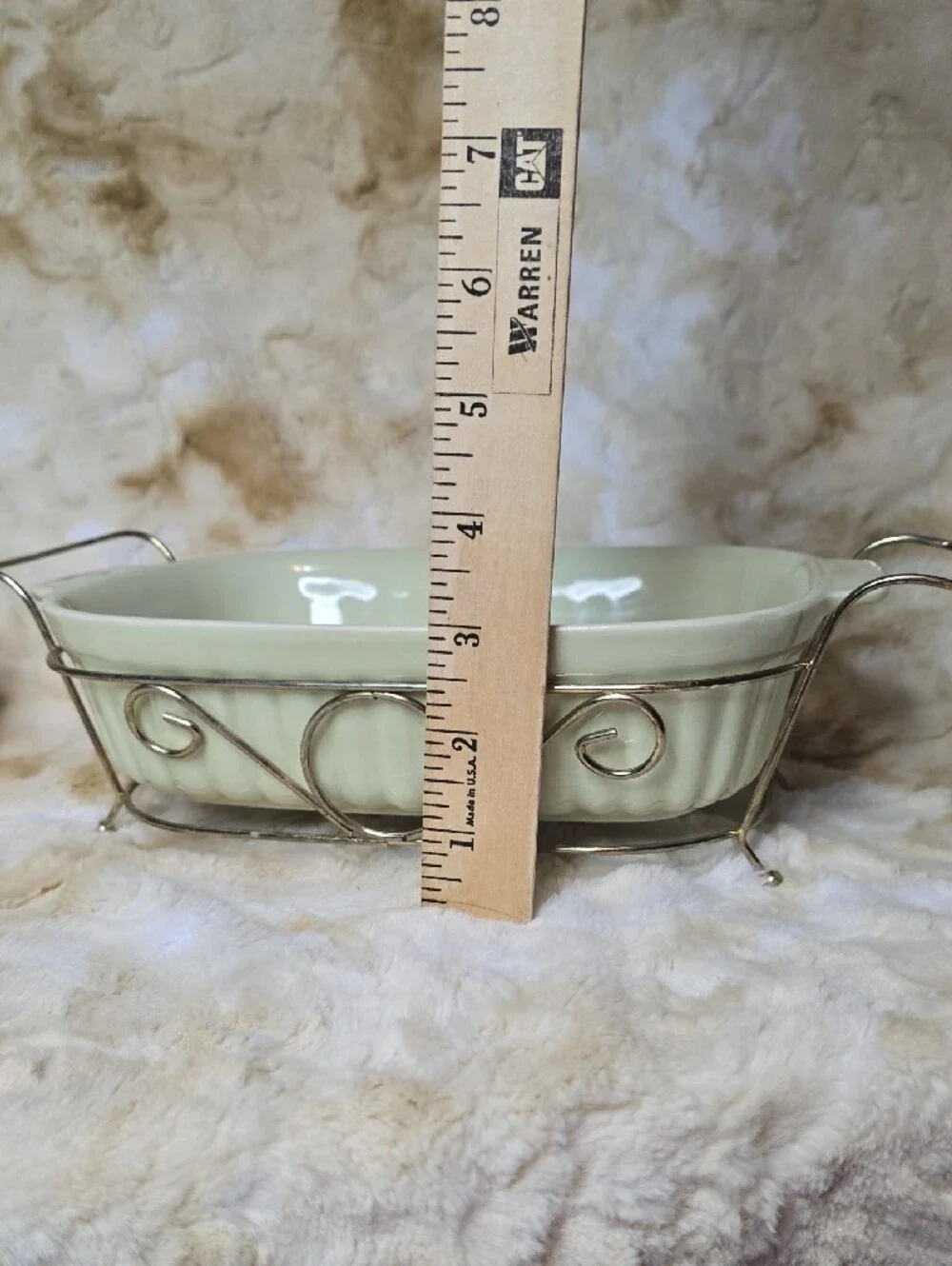 VTG 1983 Pfaltzgraff FTDA Celery Green 32 oz Casserole Baking Dish w/Metal Rack